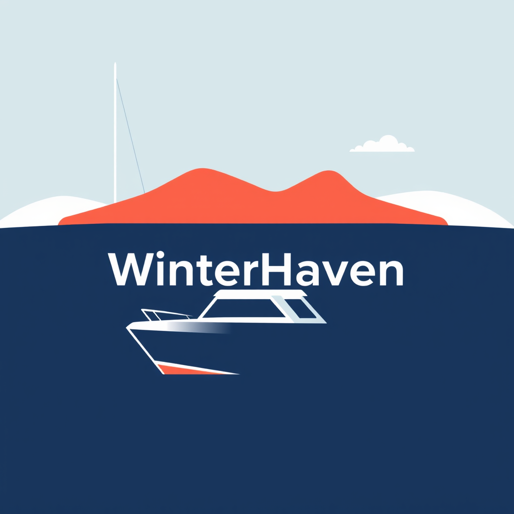 Main logo studio: WinterHaven — software for boatyards to manage and sell boat yard storage spaces to customers. Modern B2B SaaS with a calm harbour feel, clean and pro