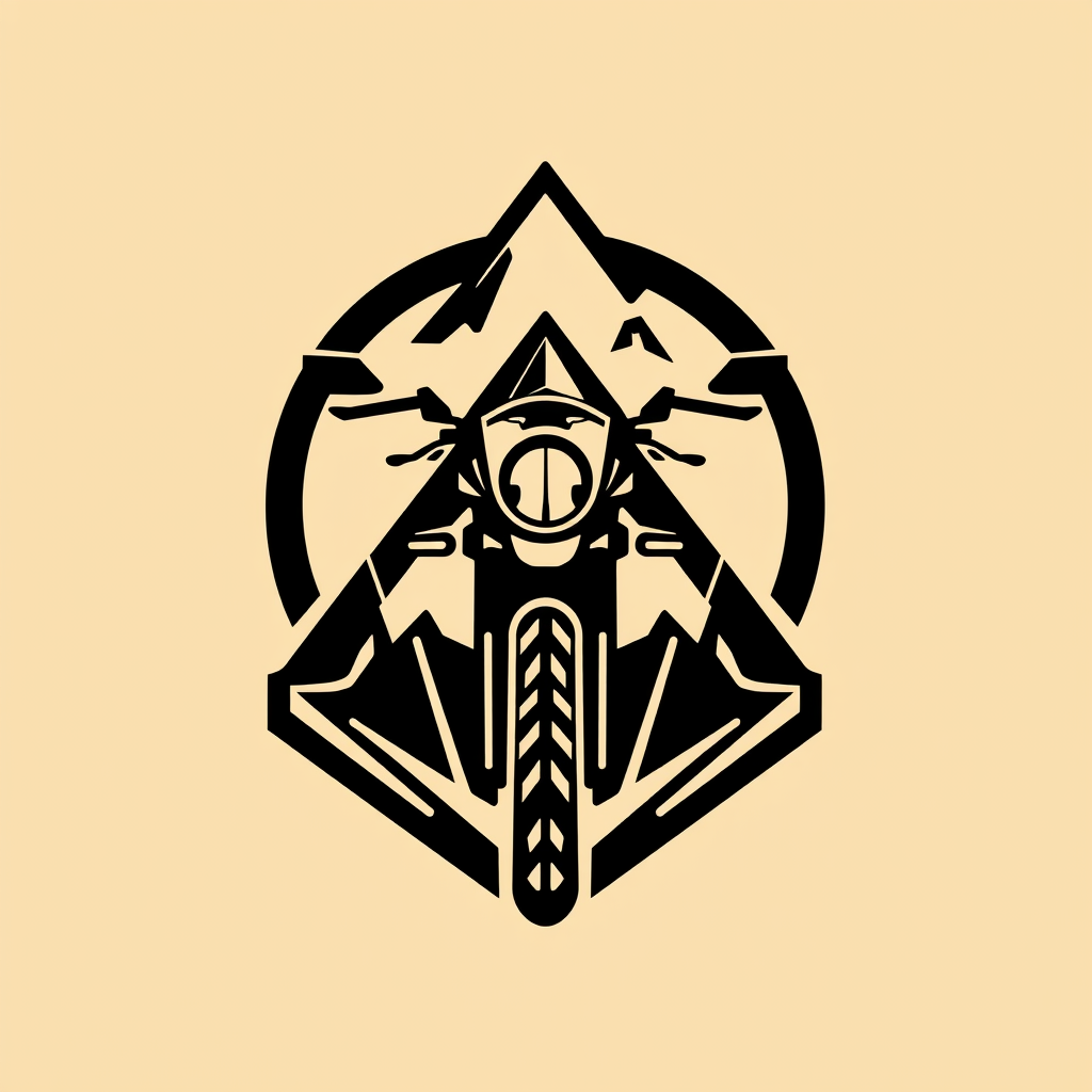 Main logo studio: Create a distinctive abstract emblem for PANONIAN, a premium adventure motorcycle accessories brand. Strong angular geometry, balanced proportions, su
