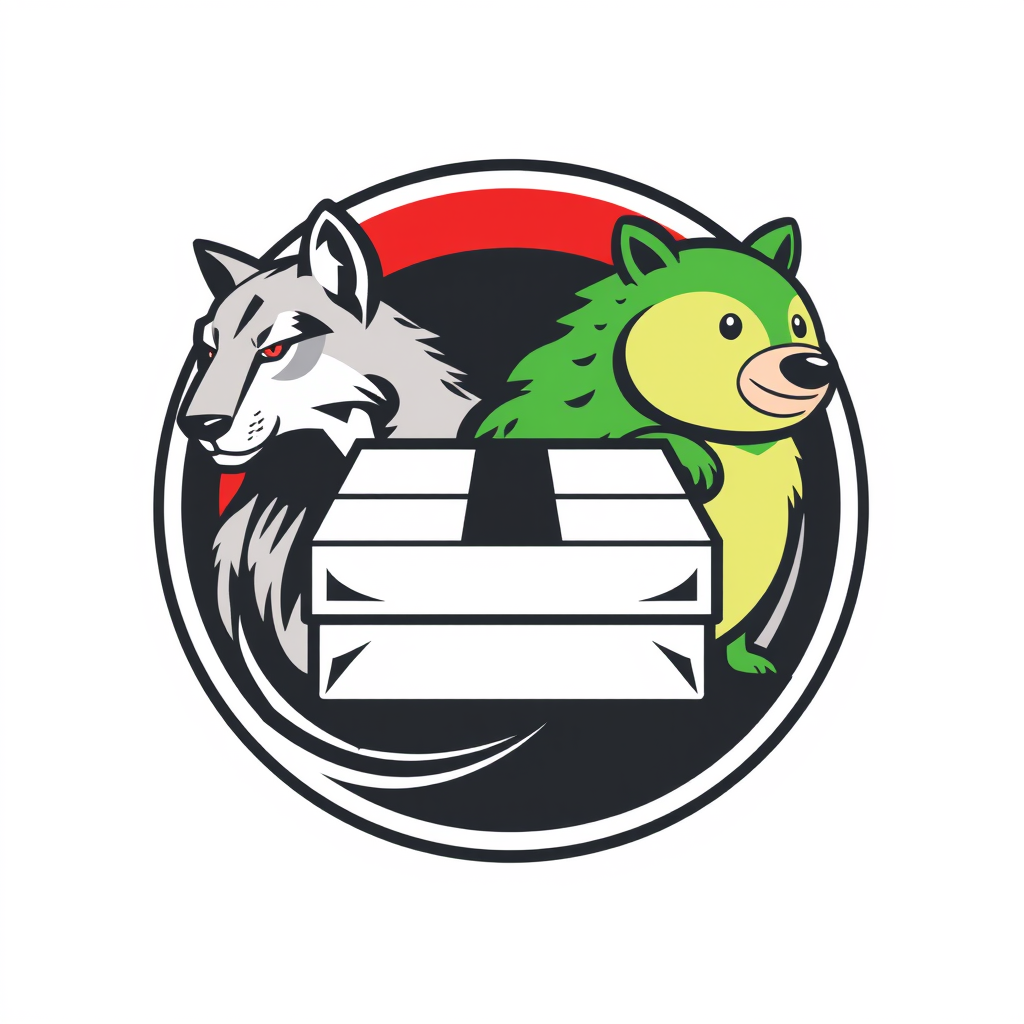 Main logo studio: Cooles, modernes Icon für einen Produkt-Test-Kanal namens „ProduktCkeckSibbis“. Ein Paket im Mittelpunkt, darüber eine Lupe und ein großes grünes Häkc