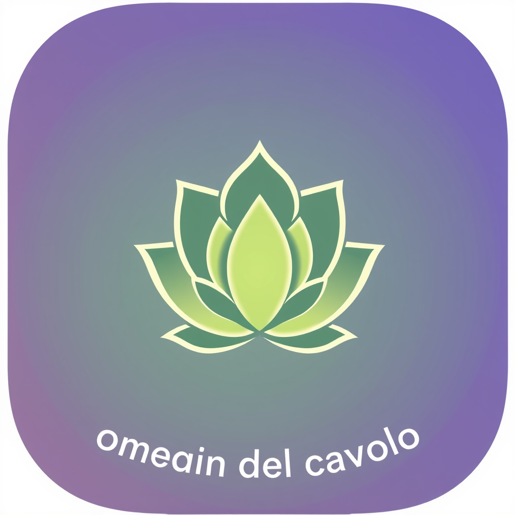 Main logo studio: rounded app icon logo for a meditation app, calming gradient, lotus symbol. Title of the logo: Commenti del cavolo. Add a cabbage in the logo