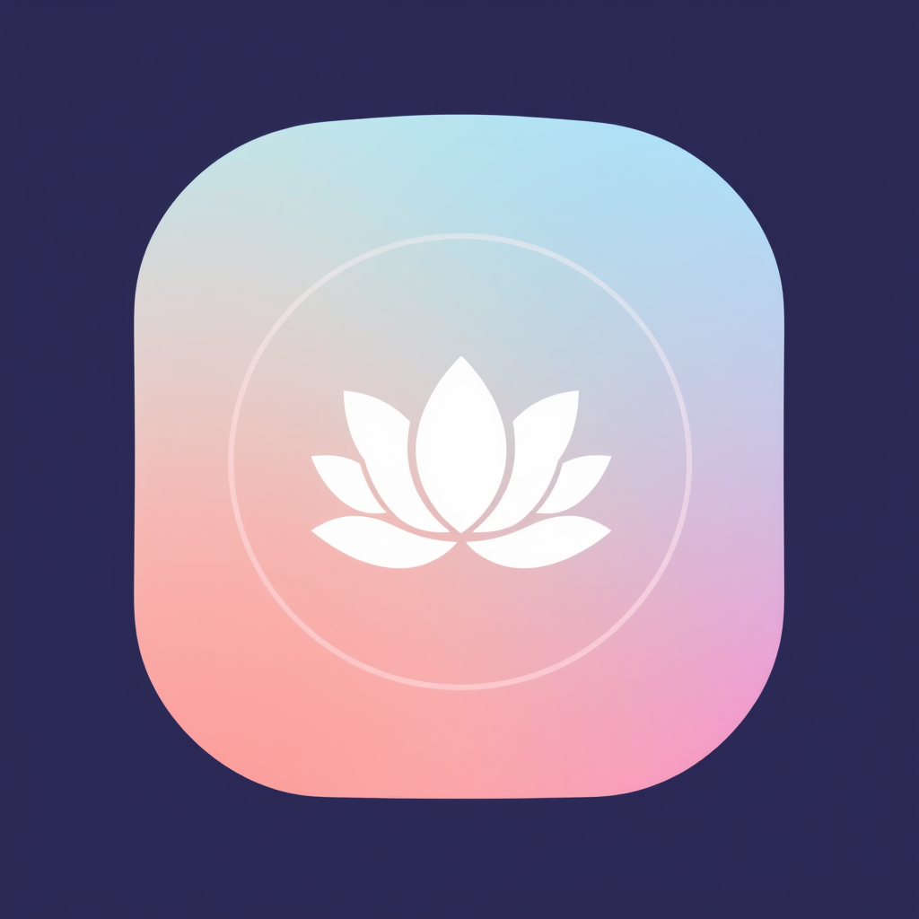 Main logo studio: rounded app icon logo for a meditation app, calming gradient, lotus symbol Name is ZeroPiee