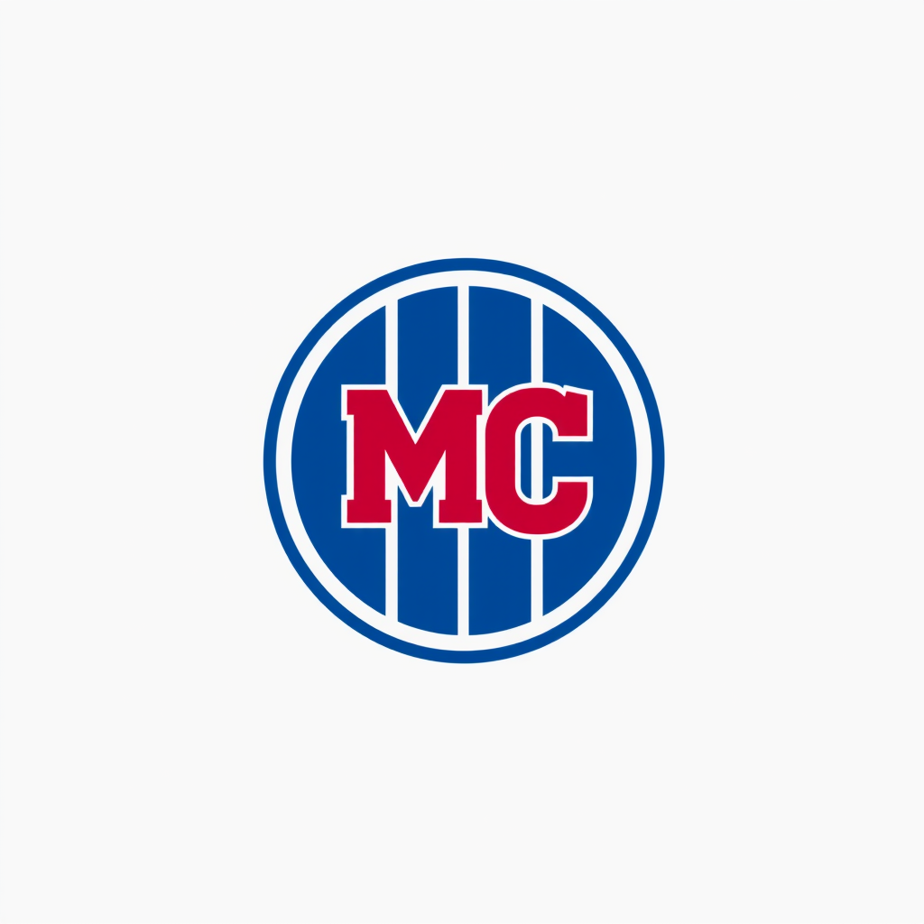 Main logo studio: Logo minimalista y moderno para una marca deportiva. Crear un símbolo circular o compacto, sin forma de escudo. Combinar de manera elegante las letras