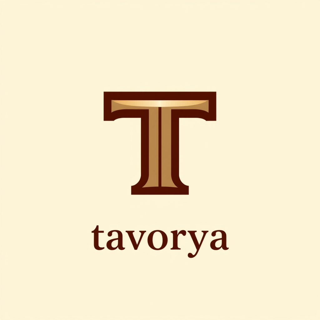 Main logo studio: nom tavorya je veux un logo avec un T couleur creme et marron et design simple je veux pas le tavorya en dessous juste le t