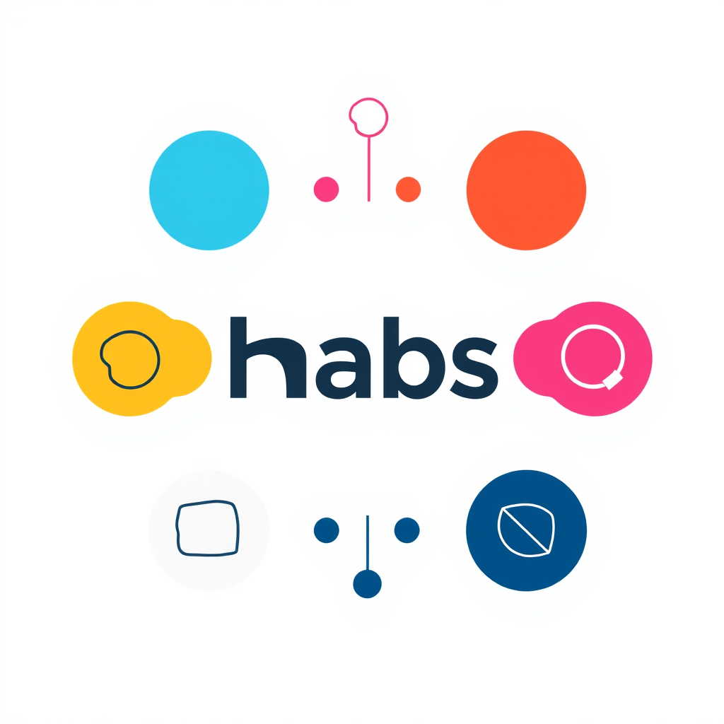Wordmark Logo idea: wordmark logo of my brand name is habs we work in all industries our color is 5bd4c9 , bold clean typography, flat vector logo, centered, solid white 