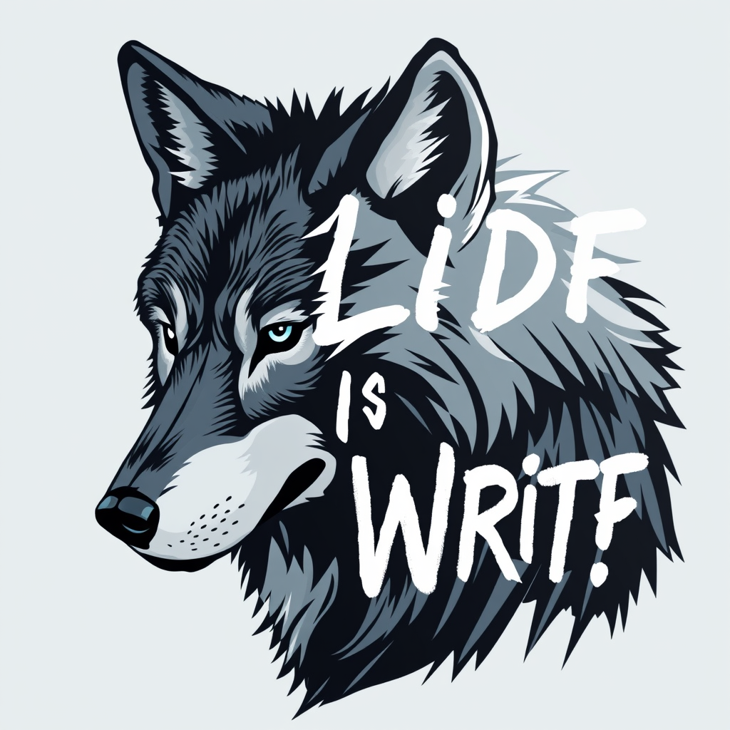 Main logo studio: USE HALF FACE WOLF AND BESIDE IT WRITE Lýkos