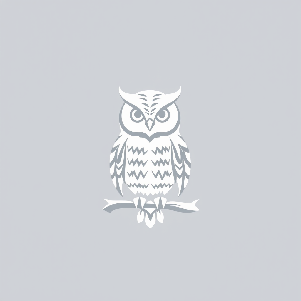 Main logo studio: Create a white begron owl logo.