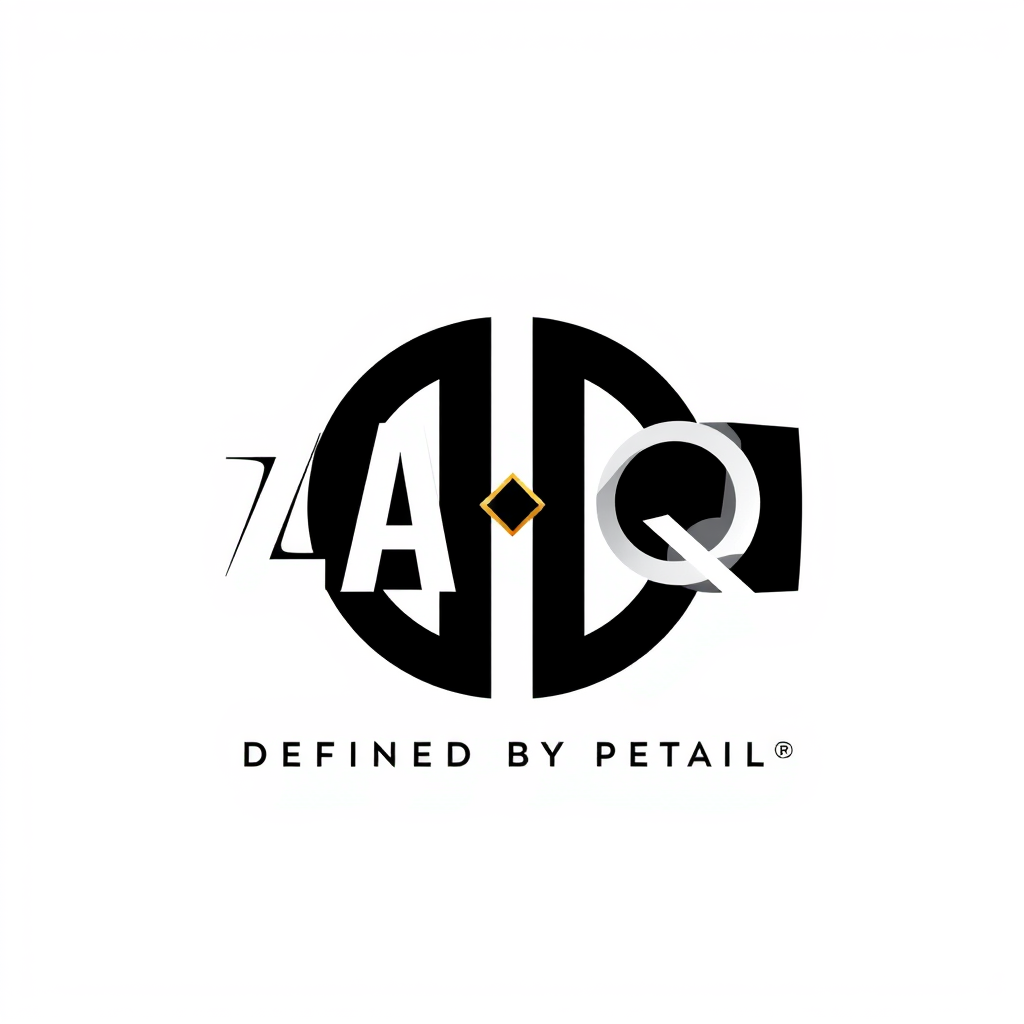 Main logo studio: **ZARQ** logo — bold experimental typography, four custom letters forming a distinctive visual mark. Unexpected letter proportions, clever spacing, sh