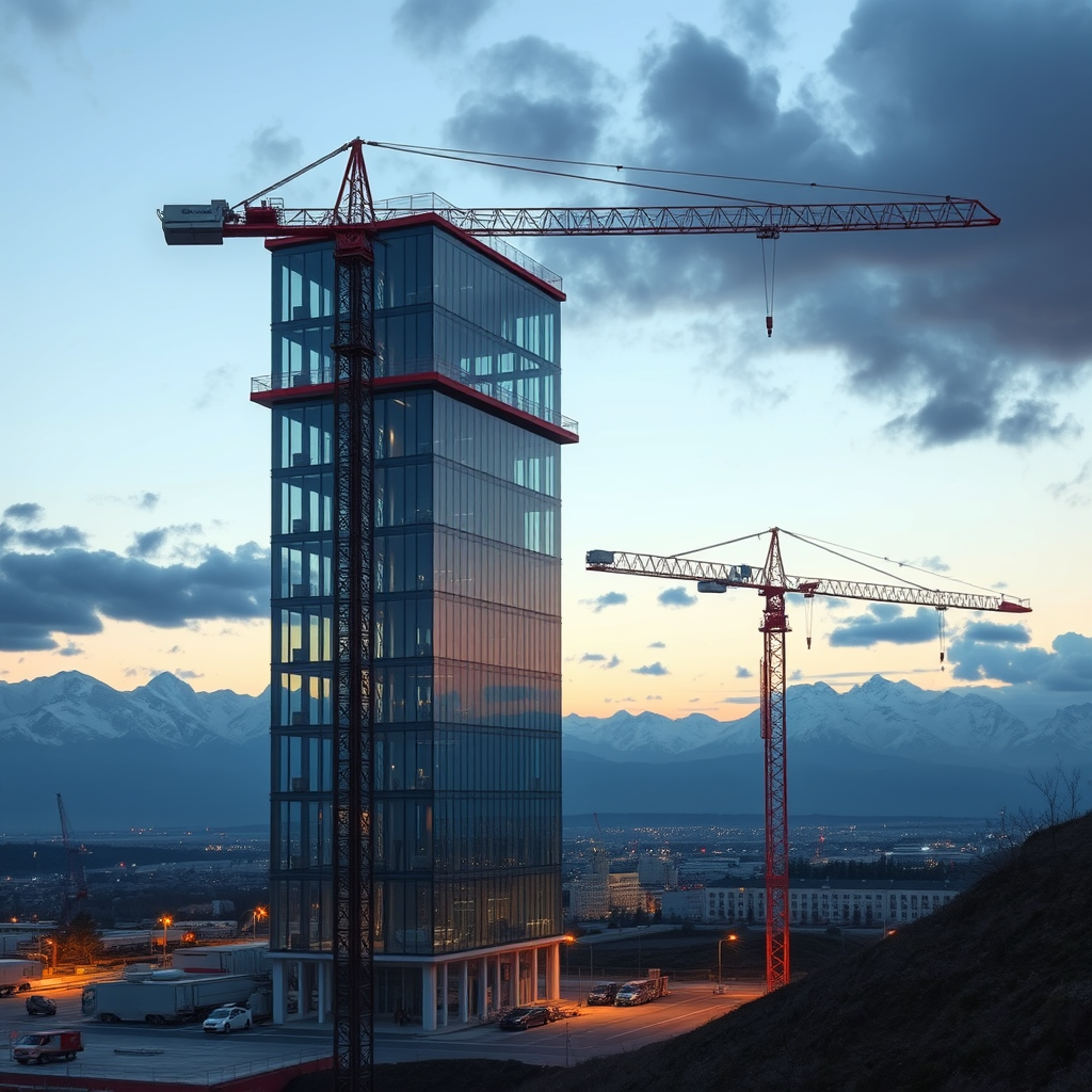 Main logo studio: Sky Facility is name of company, construction comapny