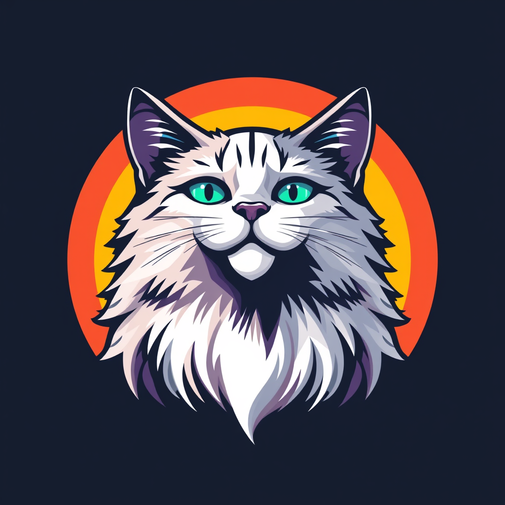 Main logo studio: Make a very cool and nice cat logo, a very beautiful rainbow version