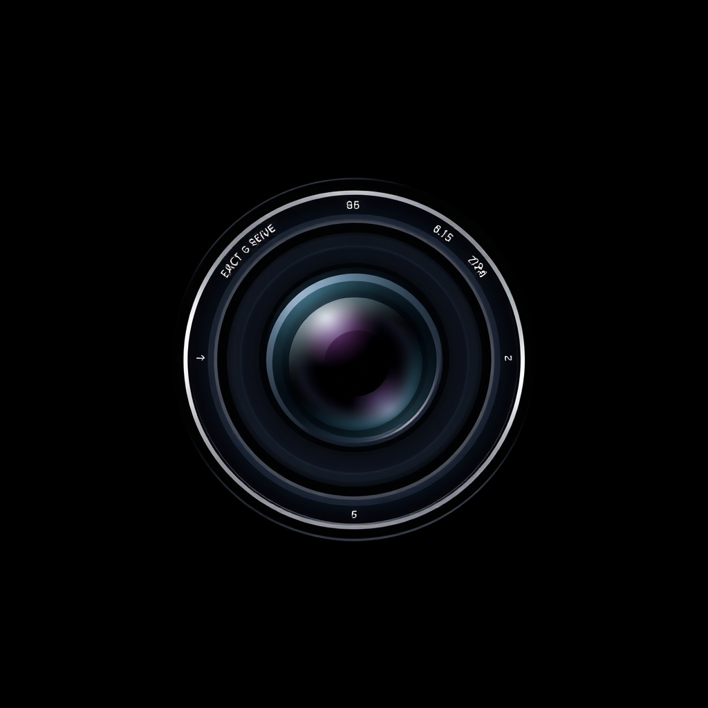Minimalist Logo idea: minimalist logo, simple geometric mark for Minimalist logo for "photo_ale.jpg". Sleek camera lens viewed from the front, with realistic lens markings.