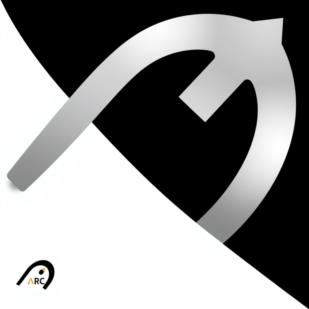 Main logo studio: Create a sophisticated original symbol for ArcAxis by fusing an elegant arc with a precise directional axis into one seamless emblem. Use unexpected g