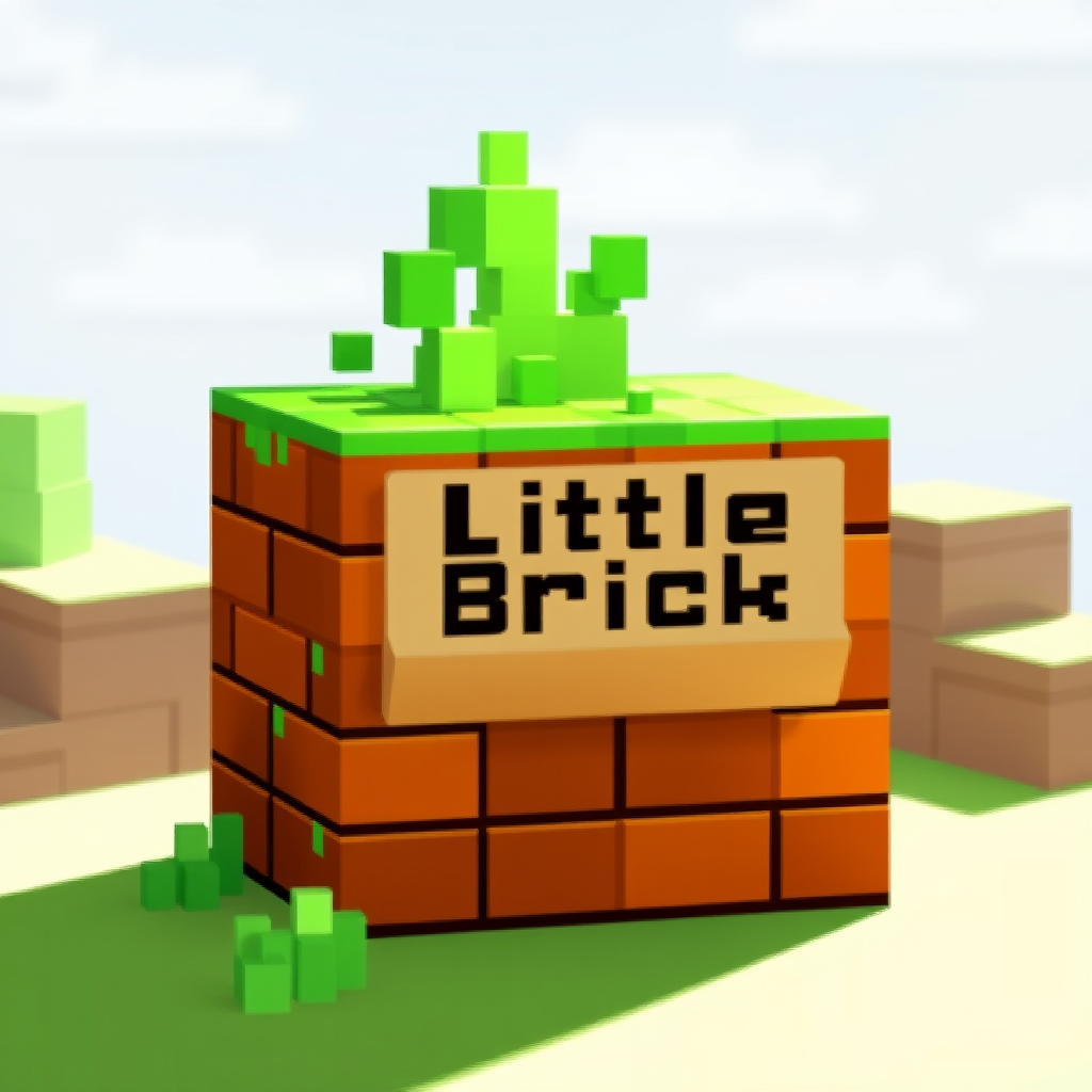Main logo studio: Minecraft server rank called "Little Brick". It should be a small brick in Minecraft style.