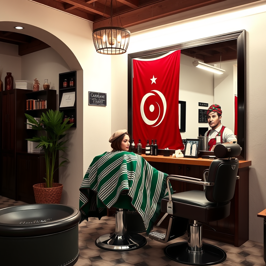 Main logo studio: Parrucchiere Marrakech Barber Shop italian and morokkan flag