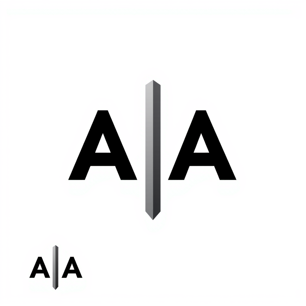Main logo studio: Improve the previous logo concept. Combine a bold geometric capital A with a vertical axis into one seamless minimalist symbol. Make the A and axis so