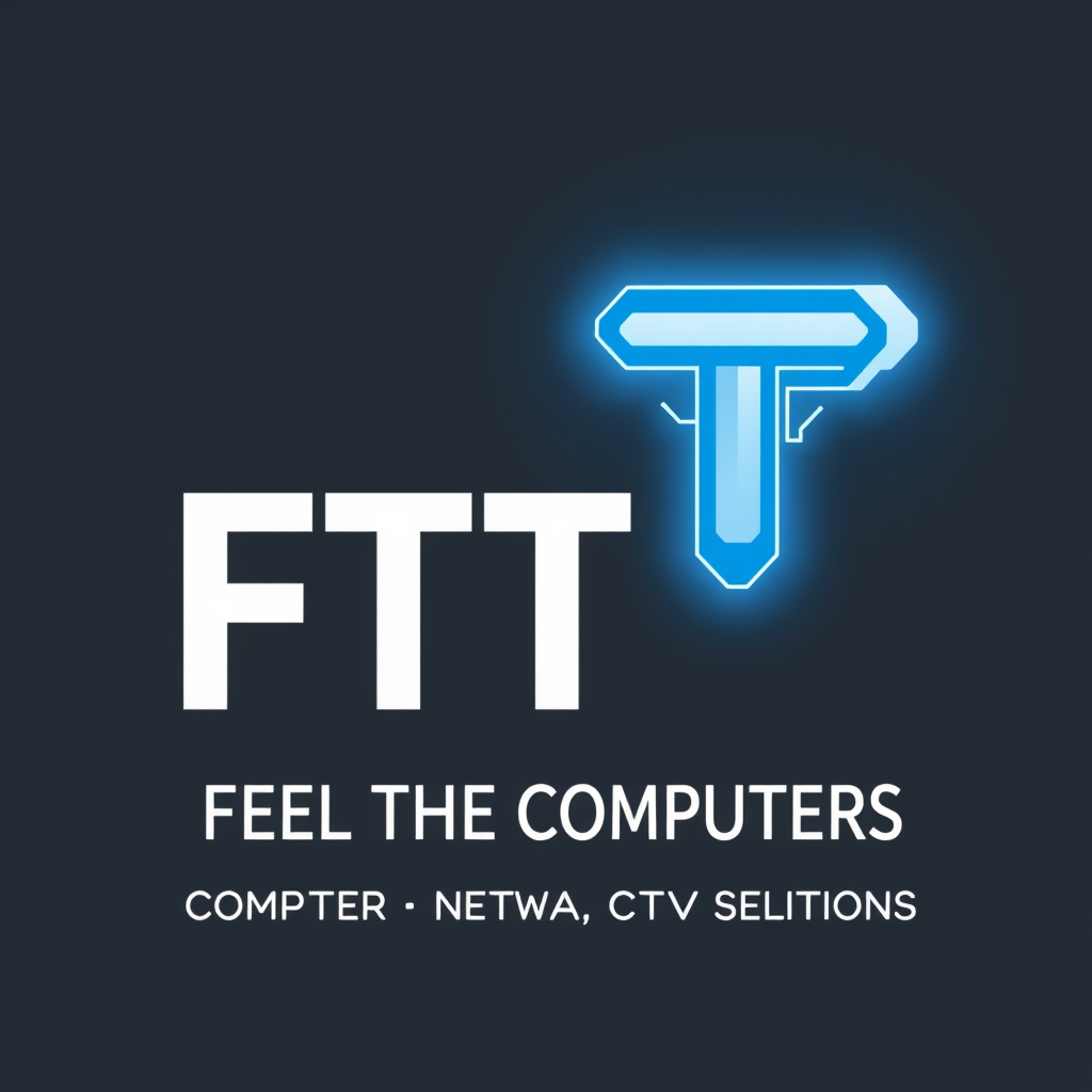 Main logo studio: Create a premium, modern and unique technology logo for a company named “FEEL THE COMPUTERS”. Design a creative FTC monogram using the letters F, T an