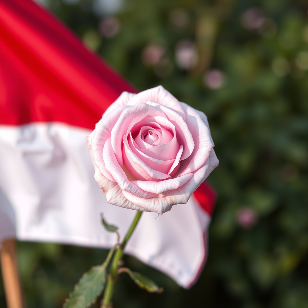 Main logo studio: flagge mit rot und lila mit einer weißen rose und denn text MR