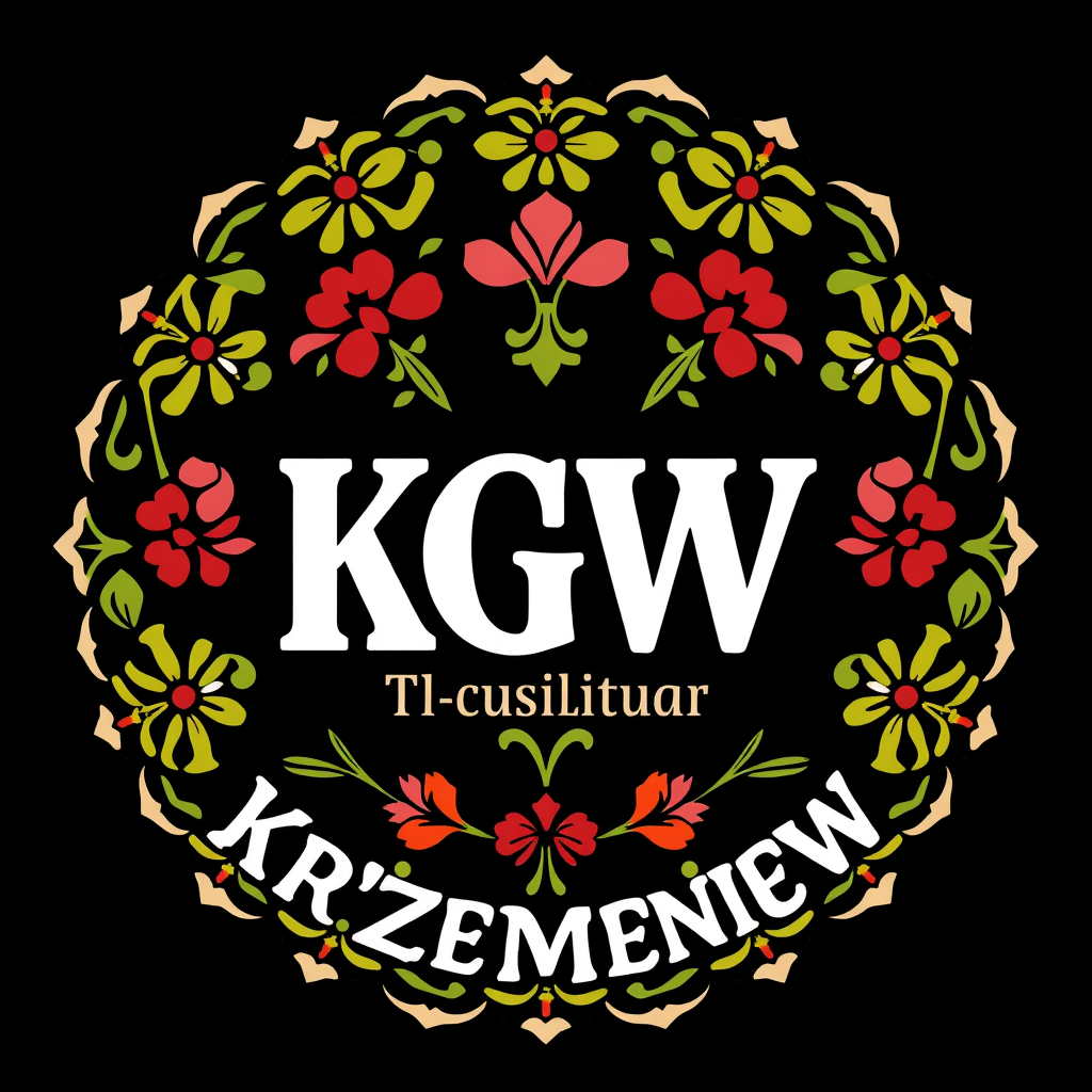 Main logo studio: Stwórz kolorowe, radosne logo dla „KGW Krzemieniew”. Polski folklor inspirowany wzorami łowickimi: barwne kwiaty, maki, chabry, malwy, ludowe ornament