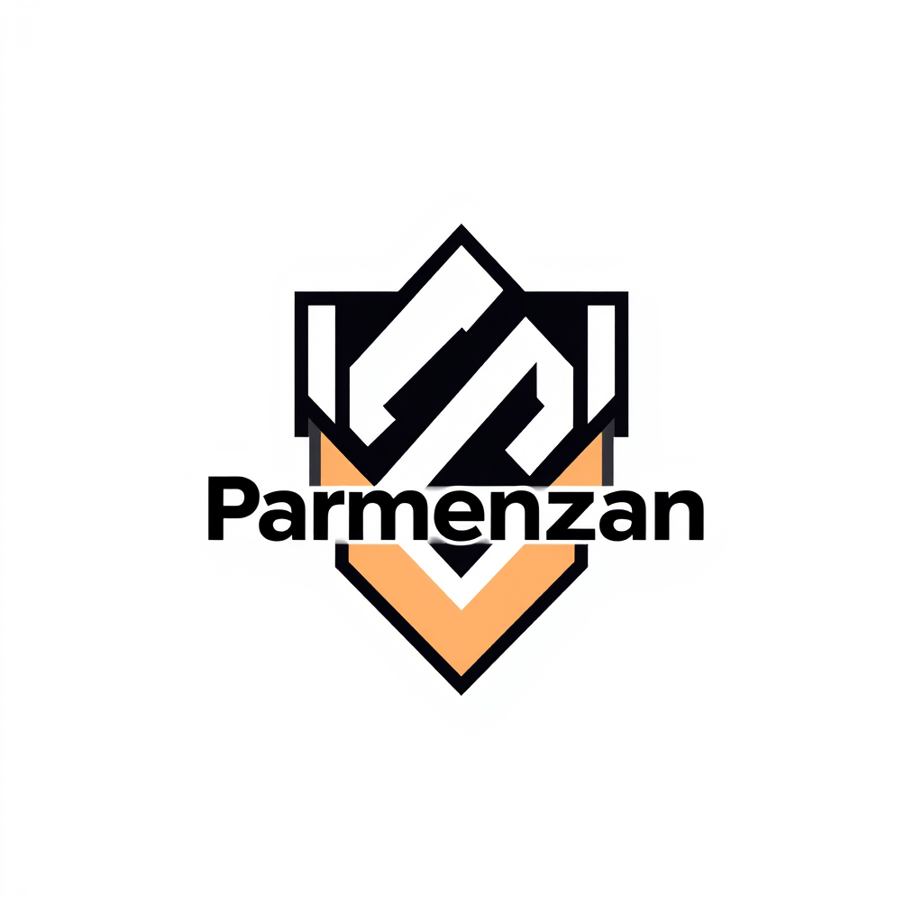 Abstract Logo idea: abstract logo mark for bold esports team emblem logo, Käse, Schriftzug = "Parmezan Panzendorf" , geometric abstract shape, modern minimalist mark, cle