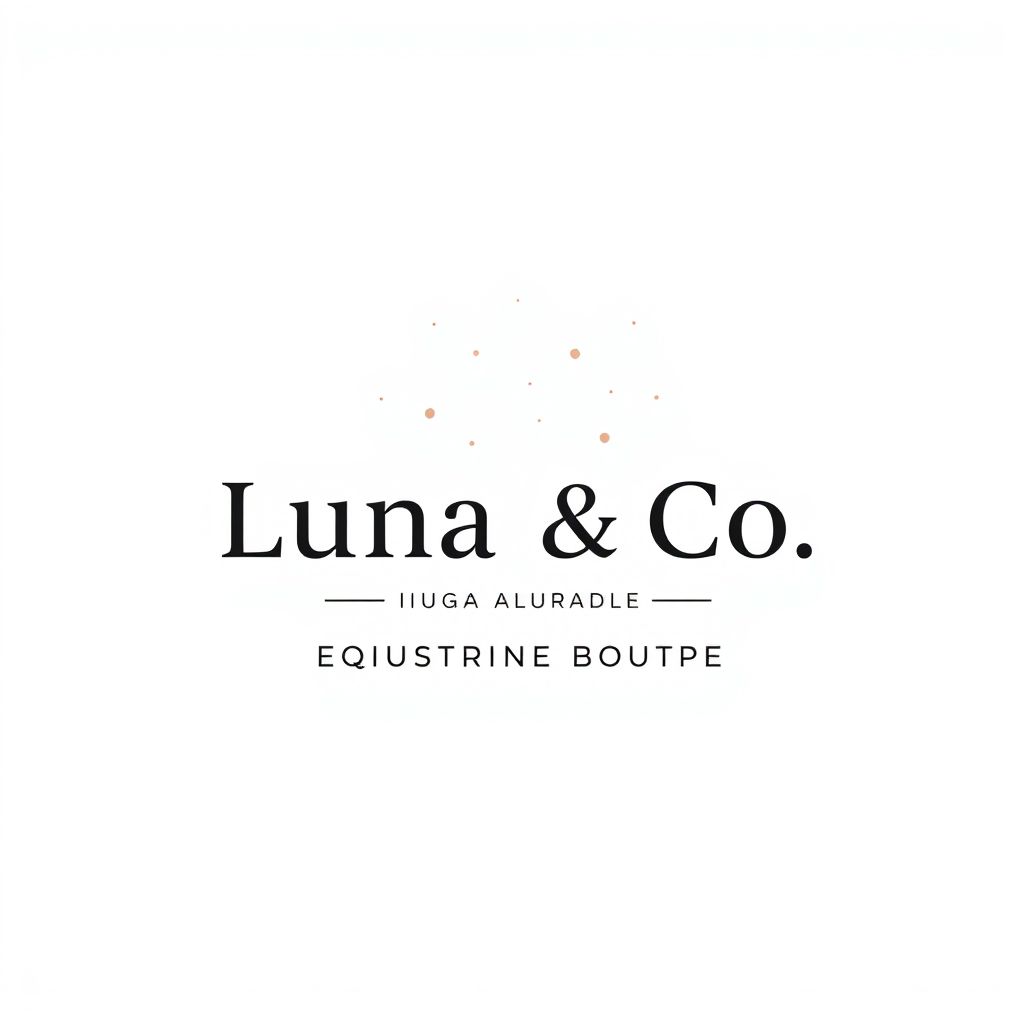 Wordmark Logo idea: wordmark logo of Luna and Co. equestrian boutique , bold clean typography, flat vector logo, centered, solid white background, high contrast, professi