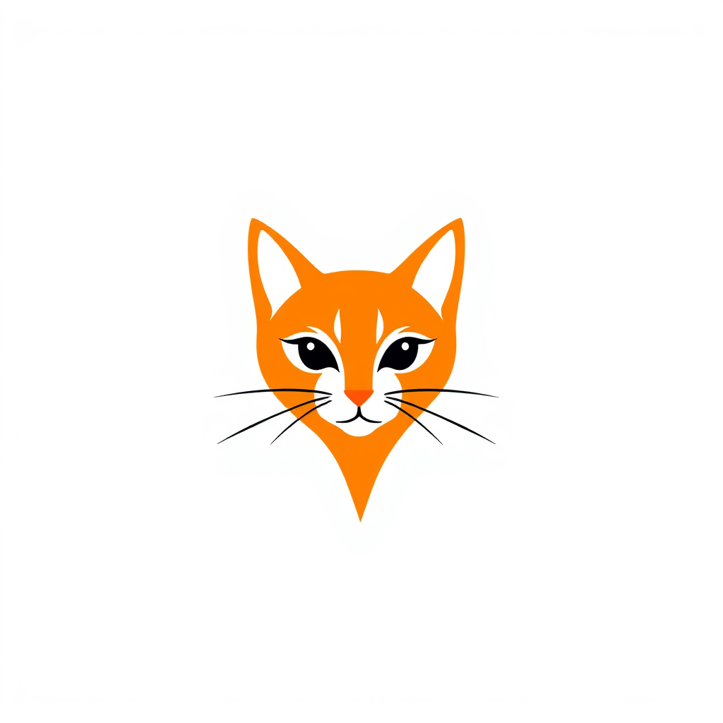 Minimalist Logo idea: minimalist logo, simple geometric mark for Podrías hacerme un logo lindo relacionado con un gato naranja femenina que sea lindo , flat vector, clean l