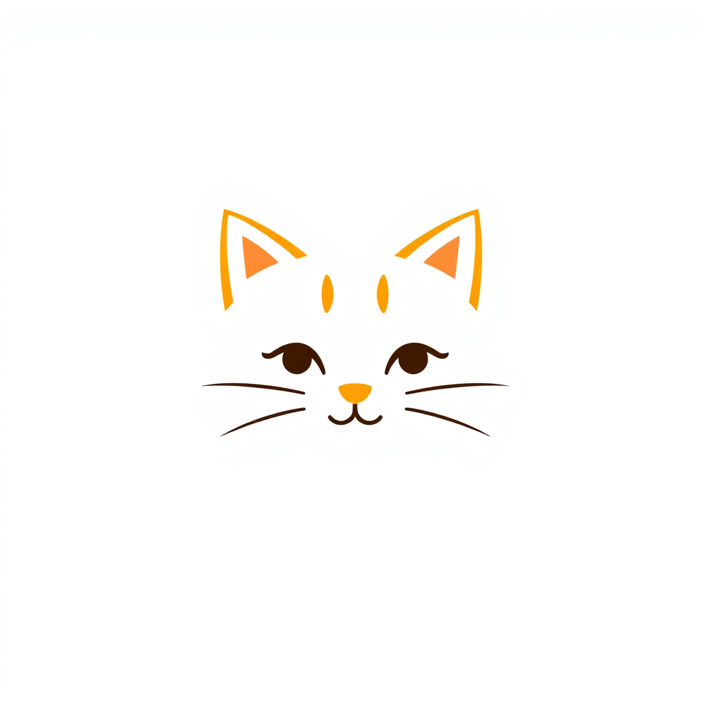 Minimalist Logo idea: minimalist logo, simple geometric mark for Podrías hacerme un logo para postres lindo relacionado con que sea un gato naranja femenina al estilo de lo
