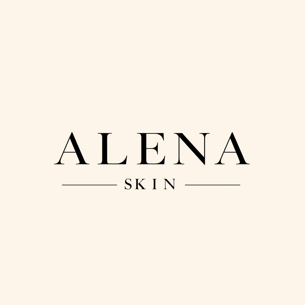 Main logo studio: Luxury minimalist skincare and medical beauty logo for “ALENA SKIN”. Extremely elegant, feminine and sophisticated. Premium high-end aesthetic, refine