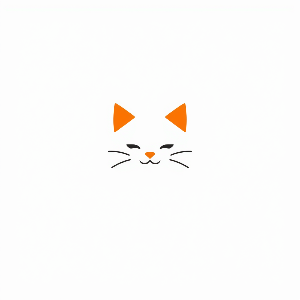 Minimalist Logo idea: minimalist logo, simple geometric mark for Podrías hacerme un logo para postres lindo relacionado con que sea un gato naranja femenina al estilo kawai