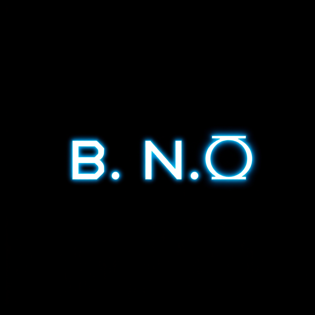 Main logo studio: An ultra-luxury minimalist gaming logo. In the exact center, the bold English text "B.N.O." must be perfectly written with zero spelling mistakes in g