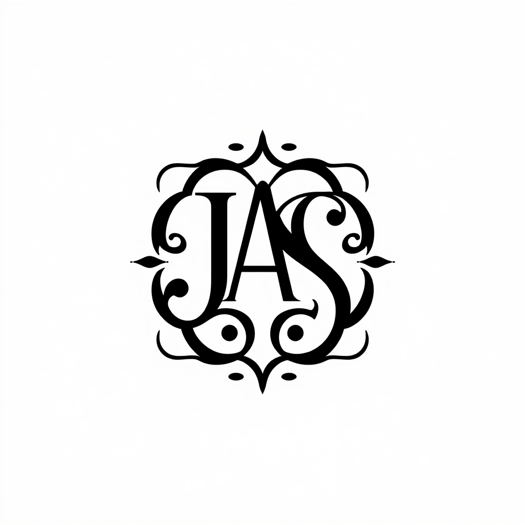 Monogram Logo idea: monogram logo combining the letters Islamic person doing business and his name is Ashik and partner Shahnas Sherin create a logo with below letters JA