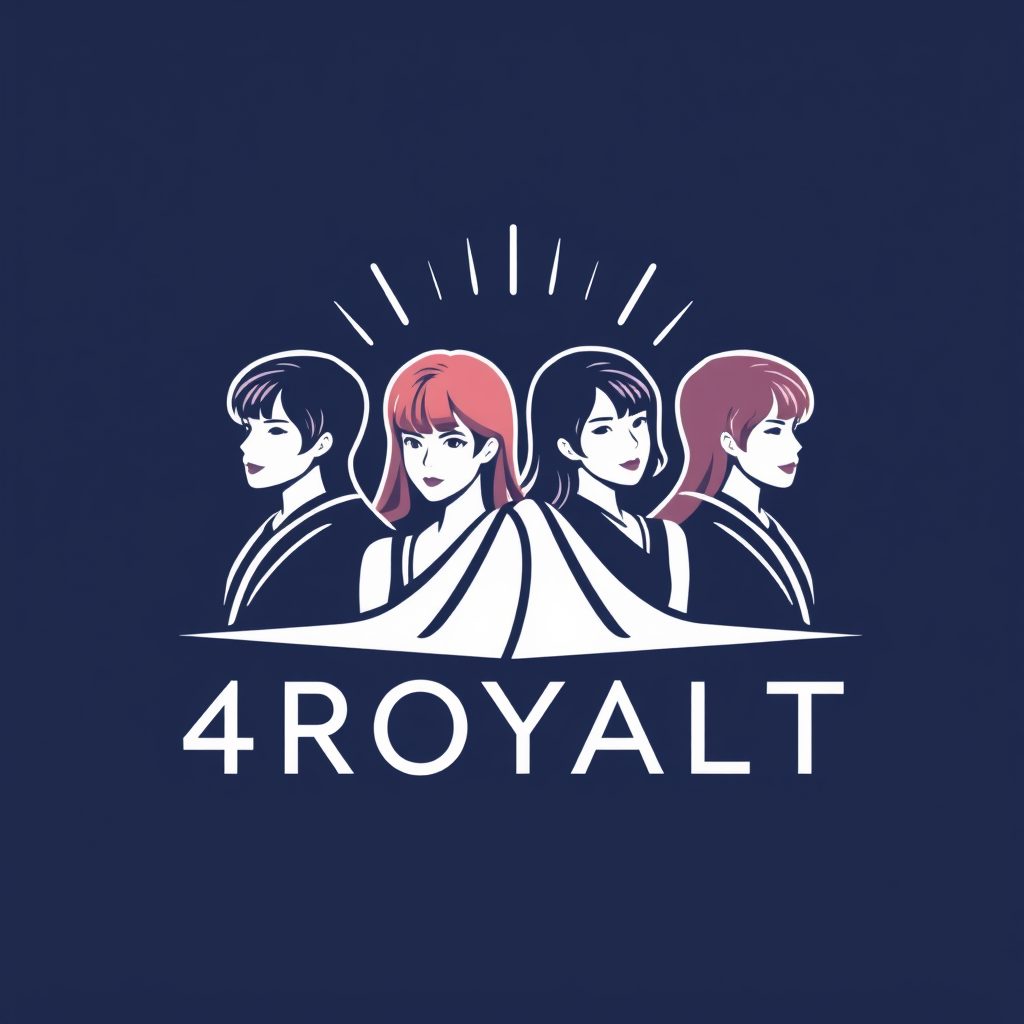 Main logo studio: a kpop group logo it has to be quiet attractive so everyone would crave for it and the name is "4ROYALT"