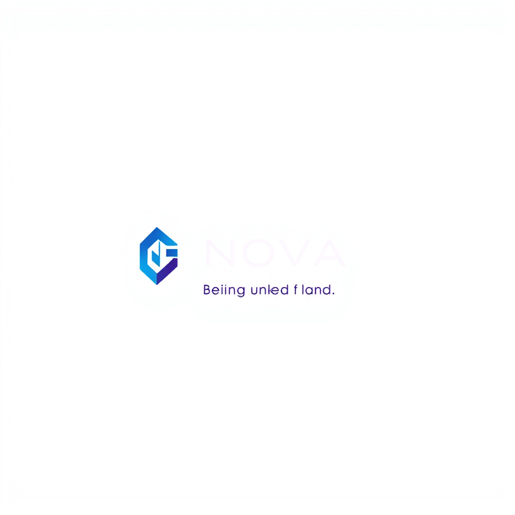 Minimalist Logo idea: minimalist logo, simple geometric mark for abstract geometric icon logo for an AI tech startup named Nova, blue and violet Being united Ngo with sloga
