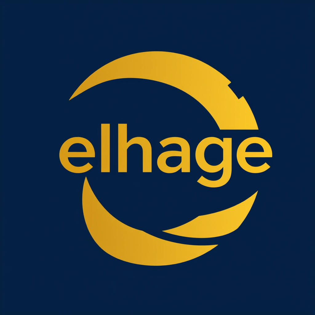 Main logo studio: name of the brand is elhage for engineering and contracting, color of the logo to be navy blu and gold