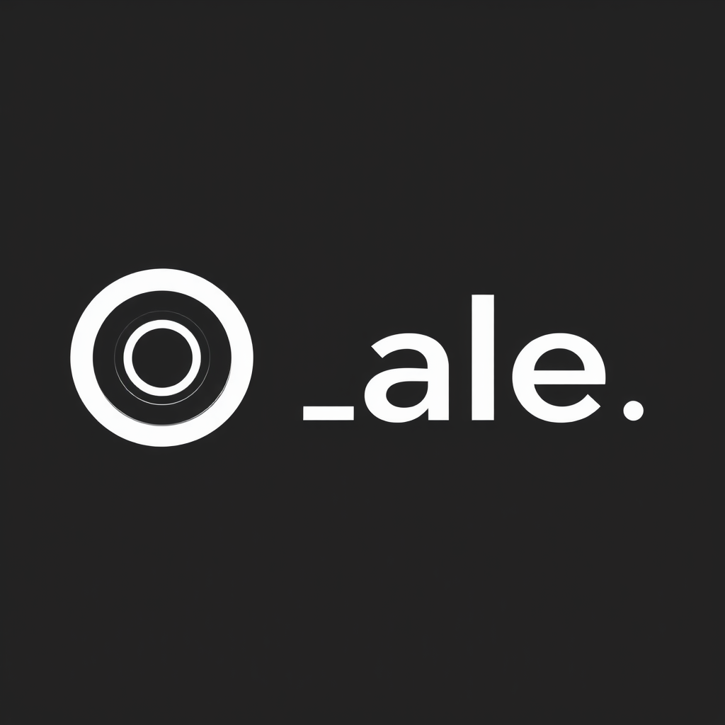 Minimalist Logo idea: minimalist logo, simple geometric mark for Luxury minimalist logo for "photo_ale.jpg". Sophisticated camera lens with elegant circular details and a r