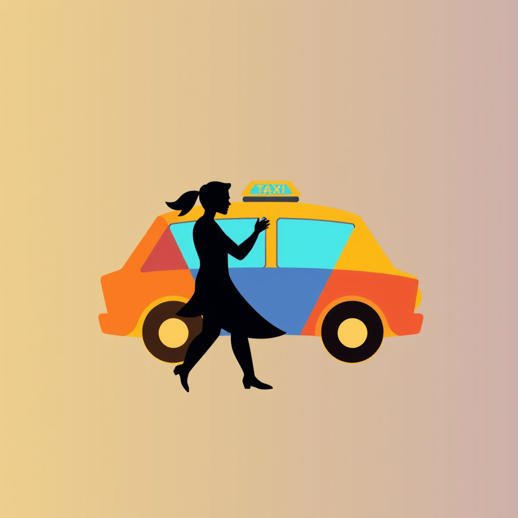 Main logo studio: friendly geometric "taxi dancer logo" for tango acoompanion app, diferente colors.