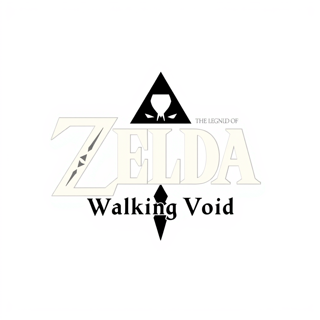 Main logo studio: recréé le logo de The Legend Of Zelda en mettant pour titre en dessous de Zelda "Walking Void". Donne aux lettres un aspect de fosse sur un fond blanc