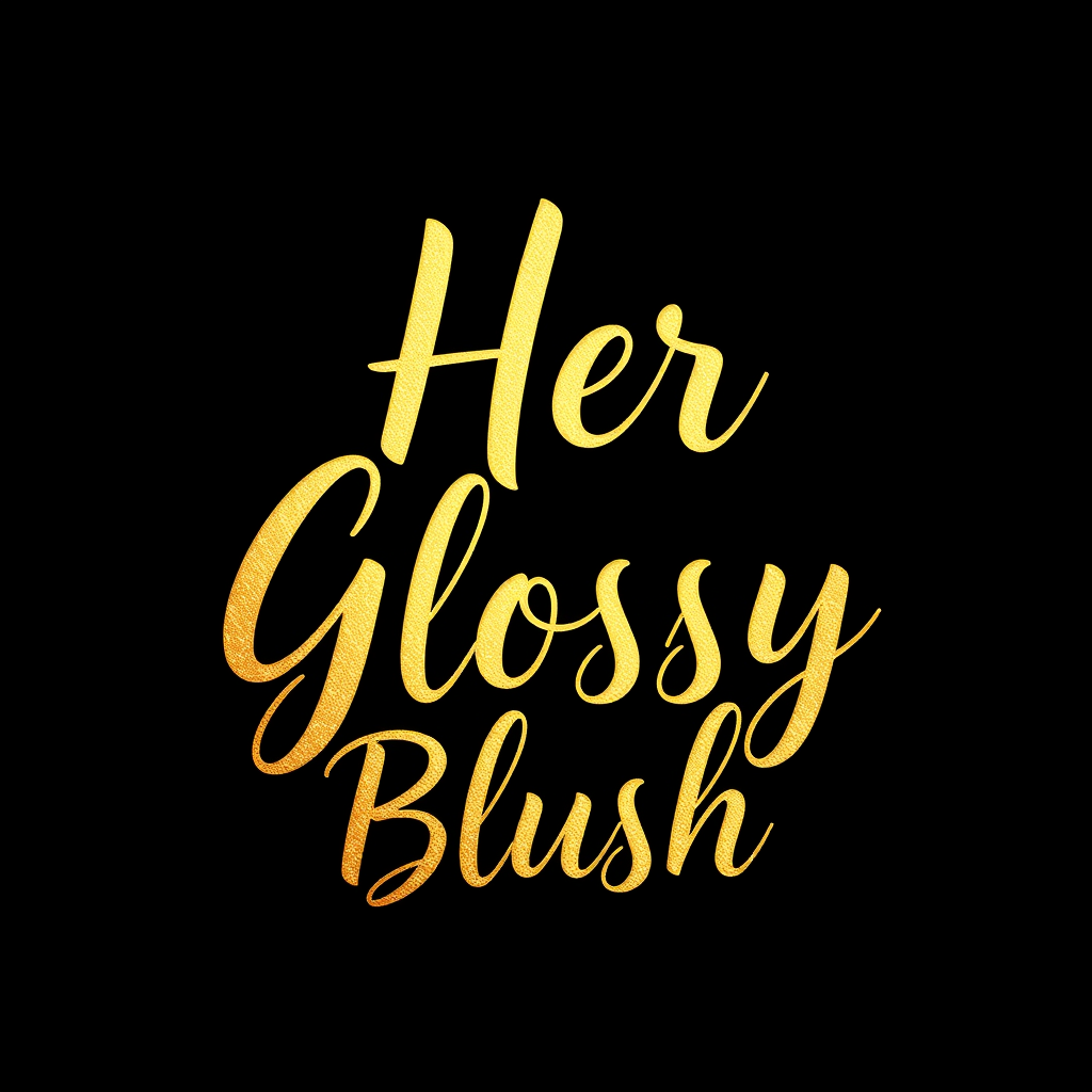 Main logo studio: i wanted a logo for my cosmetics store named 'Her Glossy Blush' with black and gold theme