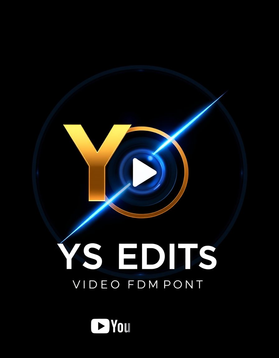 Main logo studio: Create a professional logo for "YS Edits Professional Video Editing", a premium video editing studio. Modern cinematic style. Black background, metall