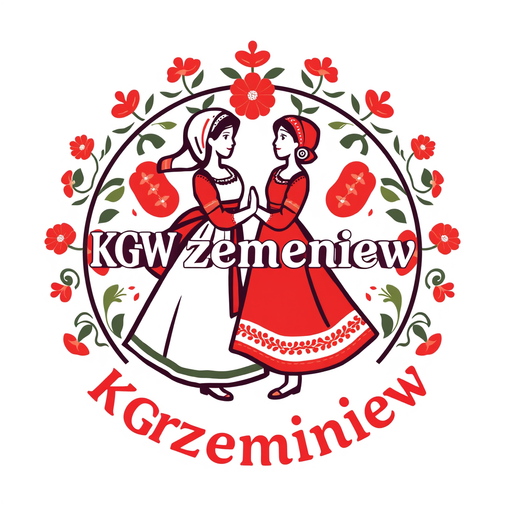 Main logo studio: Stwórz kolorowe, radosne logo dla „KGW Krzemieniew”. Polski folklor inspirowany wzorami łowickimi: barwne kwiaty, maki, chabry, malwy, ludowe ornament