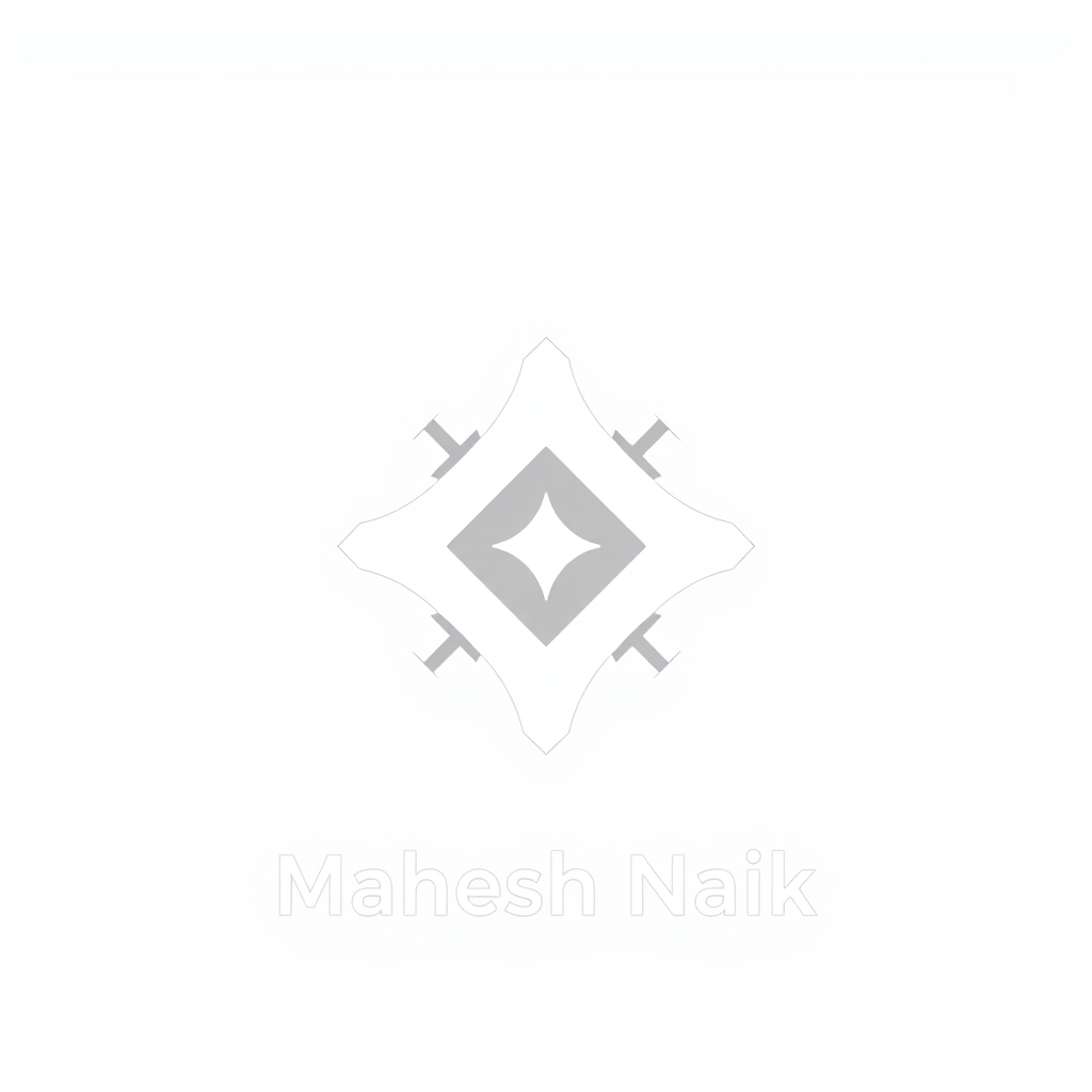 Minimalist Logo idea: minimalist logo, simple geometric mark for Mahesh Naik , flat vector, clean lines, centered, solid white background, lots of negative space, high cont