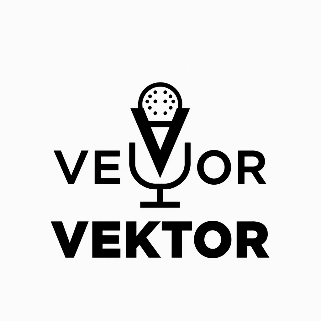 Minimalist Logo idea: minimalist logo, simple geometric mark for VEKTOR, mic , flat vector, clean lines, centered, solid white background, lots of negative space, high cont