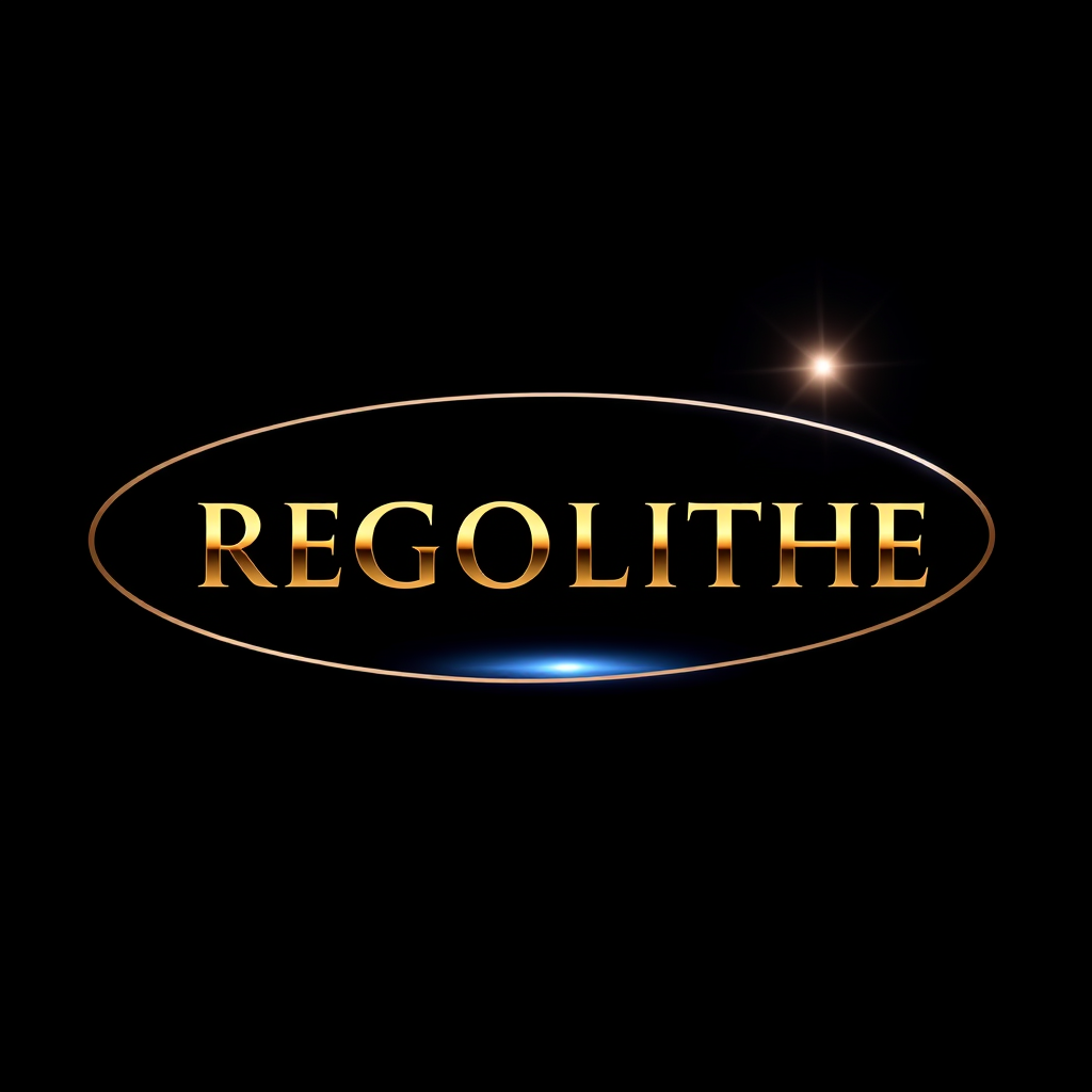 Main logo studio: premium Facebook branding graphic for REGOLITHE. Make REGOLITHE the central focus in elegant, clean, sophisticated warm metallic silver lettering. Use