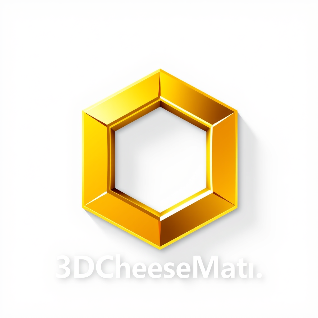 3D Logo idea: 3D logo for 3DCheeseMan.net i want it to be a hexogon triangle type logo , three-dimensional render, realistic depth and shadows, glossy or metallic s