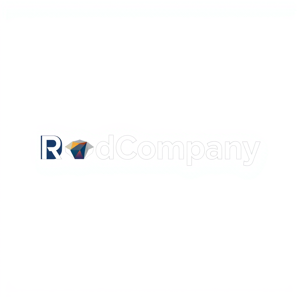 Main logo studio: Create a clean, modern and professional logo for a company called "RodCompany". Minimalist design with a simple geometric icon next to the text. Use a