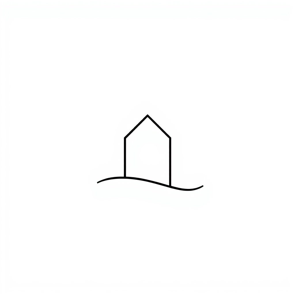 Minimalist Logo idea: minimalist logo, simple geometric mark for “} Abstract architectural line logo, flowing geometric lines, elegant minimal composition, pure white backg