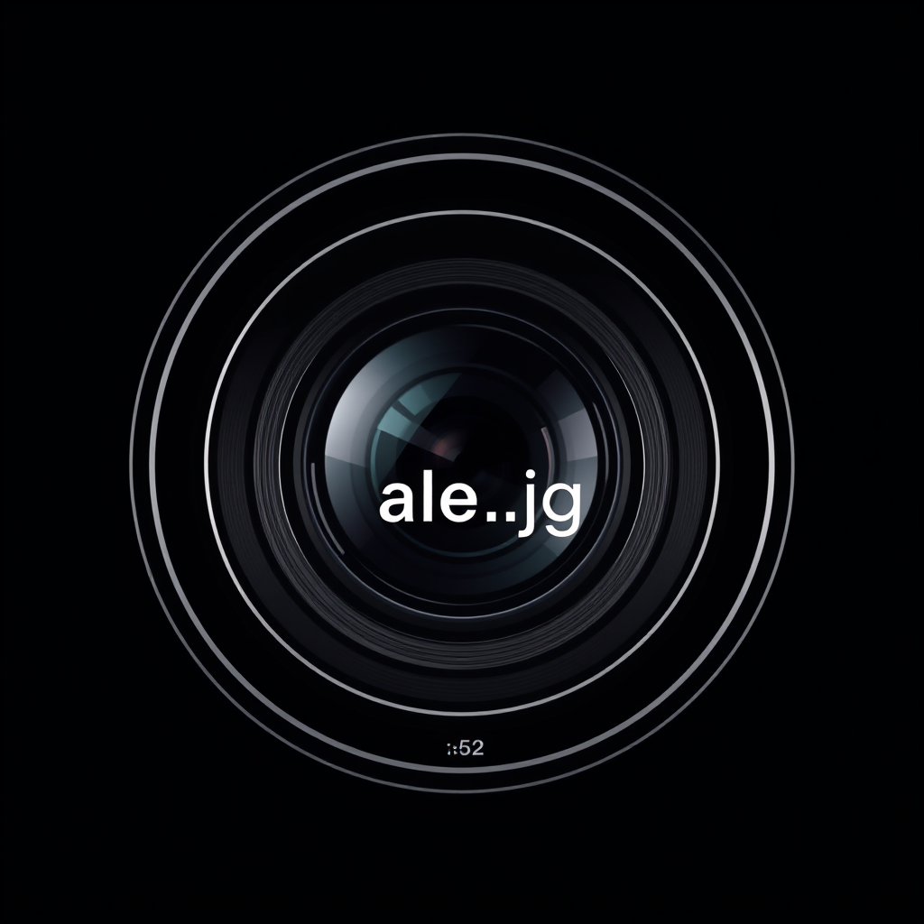 Minimalist Logo idea: minimalist logo, simple geometric mark for Minimalist logo for "photo_ale.jpg". Sleek 50mm camera lens viewed from the front, with realistic lens mark
