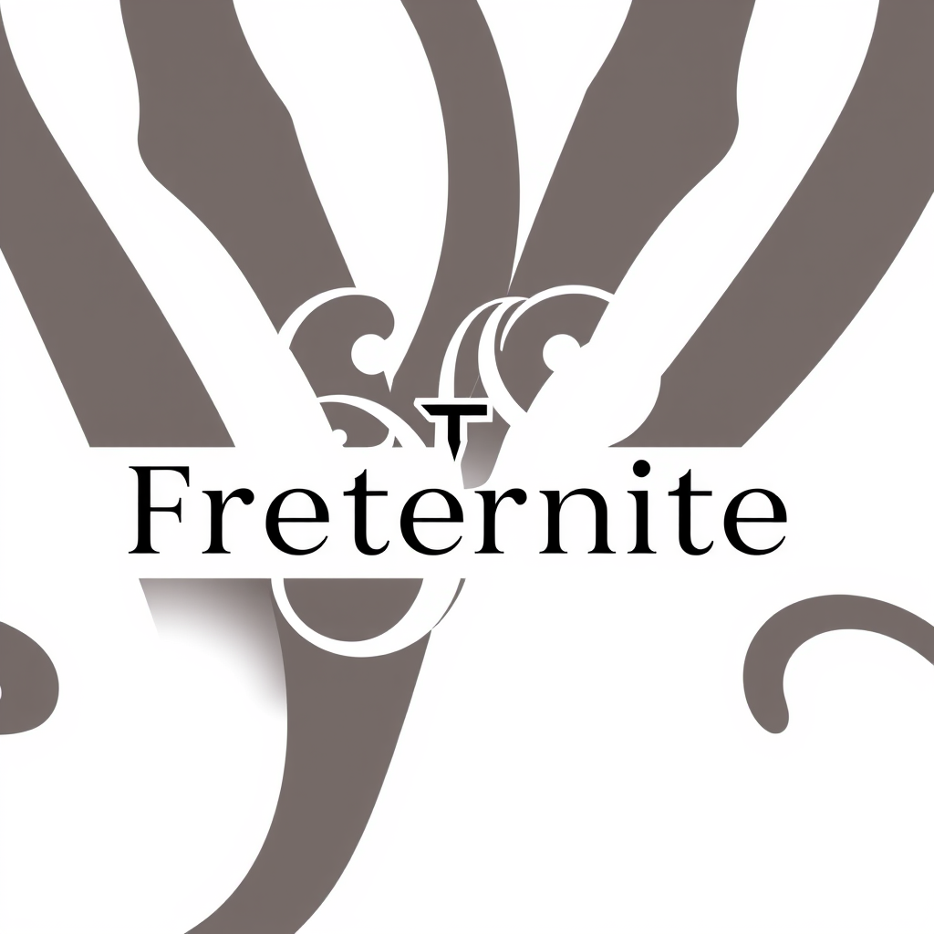 Monogram Logo idea: monogram logo combining the letters lettermark freternite , elegant intertwined letterforms, flat vector logo, centered, solid white background, high 