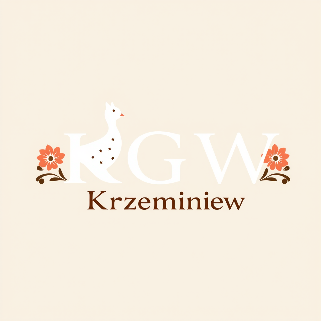 Main logo studio: Stwórz eleganckie, kolorowe logo dla „KGW Krzemieniew” w stylu polskiego folkloru. Centralnym motywem niech będą piękne ludowe kwiaty: maki, chabry, m