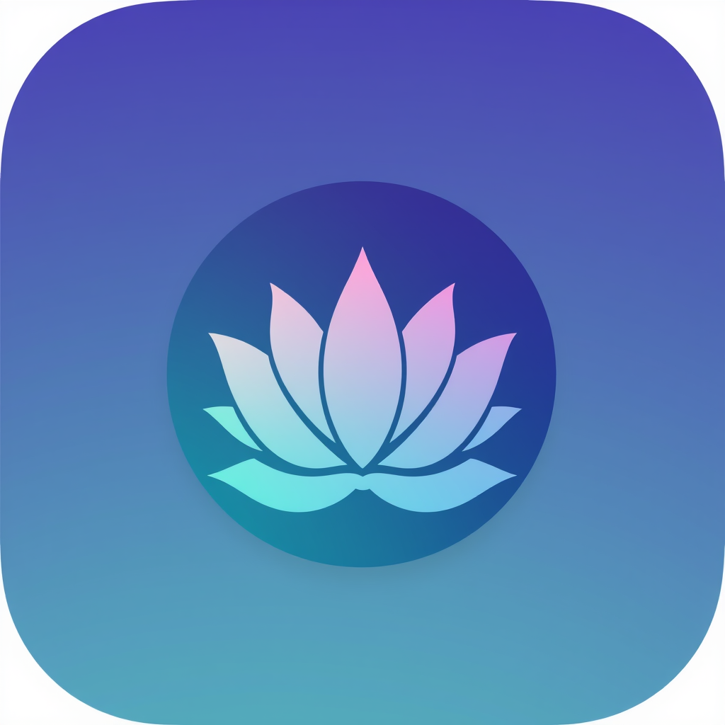 Main logo studio: rounded app icon logo for a meditation app, calming gradient, lotus symbol