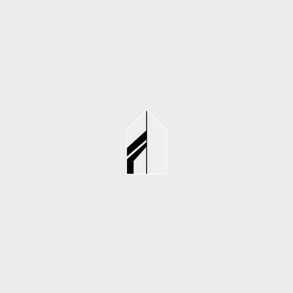 Main logo studio: } Minimal conceptual logo for an international architecture & design studio. Create a simple abstract architectural symbol using geometric lines, inte