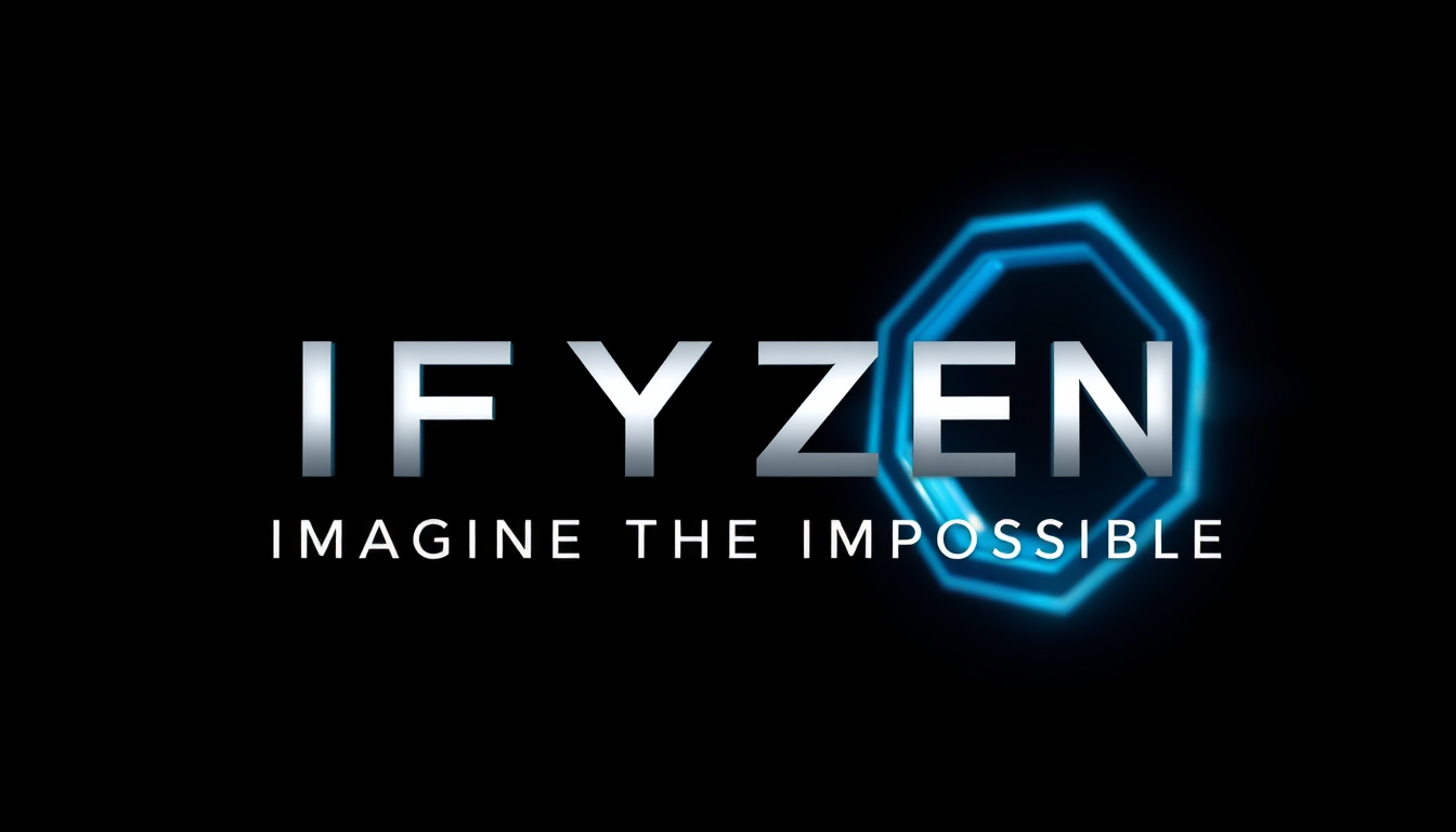 Main logo studio: Premium YouTube banner for IFYZEN. Show the word “IFYZEN” ONLY ONCE, exactly one time, large and centered. Below it write “IMAGINE THE IMPOSSIBLE” onl